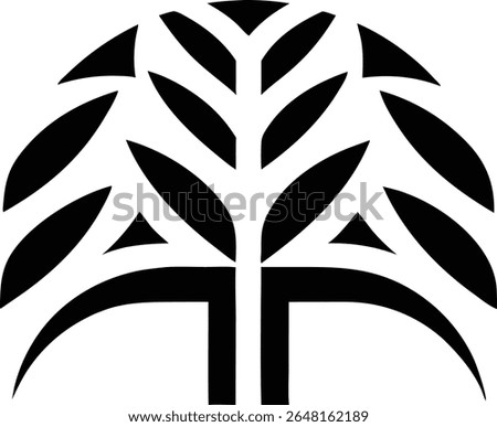 Elegant silhouette of a willow tree with flowing branches