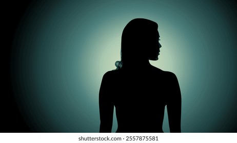 Elegant Silhouette of a Woman with Gradient Backlight – Minimalistic Vector Illustration