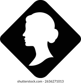 Elegant Silhouette of a Woman's Profile in a Diamond Frame
