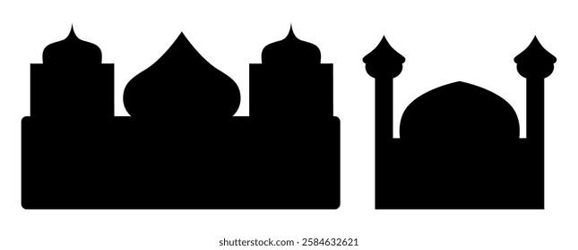 Elegant silhouettes of architectural domes and spires perfect for architectural designs or decorative purposes.