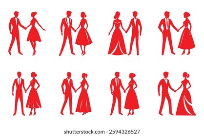 Elegant Silhouettes of Dancing Couples. Vector silhouettes of people