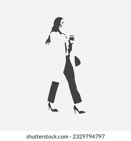 Elegant Silhouettes of Women Managers Leading the Way, Confident Walking Figures