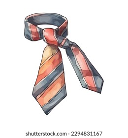 Elegant silk necktie with striped pattern design icon isolated