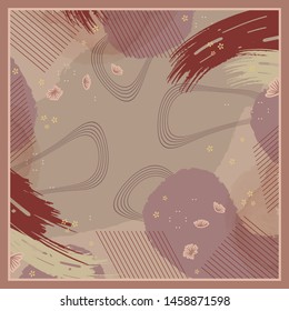 Elegant silk scarf pattern with lines design. Hijab fashion