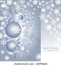 elegant silver christmas background with baubles