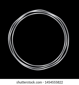 Elegant Silver Circle Round Logo Template or Border Frame on Black Background