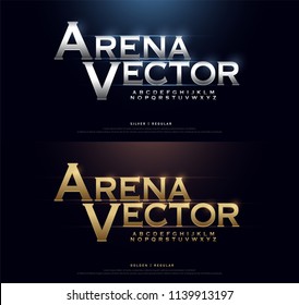 Elegant Silver and Golden Colored Metal Chrome Alphabet Font. Typography modern style gold font set. vector illustration