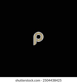 Elegant Silver and Golden Letter P, B, or D Logo on Black Background – Stylish and Professional Design