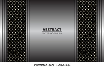 Elegant silver iron background a combination with dots glitters decoration. Vector design template for use element banner, cover, poster, flyer, advertising, website.