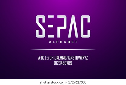 Elegant silver modern alphabet font set