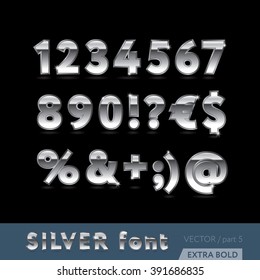  Elegant silver (platinum, chrome) bold letters - editable vector set, part 5