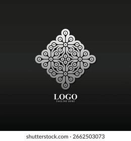 Elegant Silver Rhombus Floral Pattern Decorative Ornate Design Element