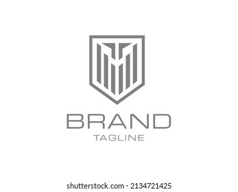 elegant silver shield geometric rectangle face warrior grey logo design vector template for business company brand branding