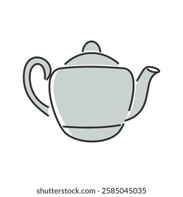 Elegant Silver Teapot. A sleek, metallic teapot with a modern appearance.