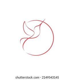 Elegant and simple abstract Humming Bird with circle border