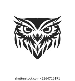 An elegant simple black owl logo. Isolated on a white background.