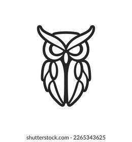 Elegant simple black vector owl vector logo. Isolated.