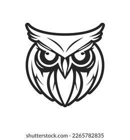 Elegant simple black vector owl vector logo. Isolated on a white background.