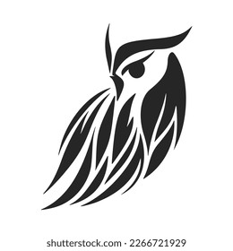 Elegant simple black vector owl vector logo. Isolated.