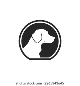 Elegant, simple black white vector logo dog. Isolated.