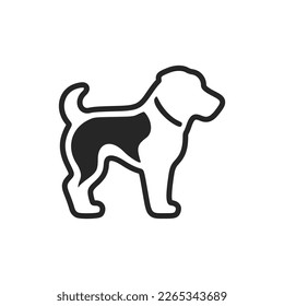 Elegant, simple black white vector logo dog. Isolated on a white background.