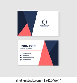 elegant simple business card template with blues and soft pink color vector