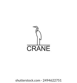 Elegant simple crane logo design.