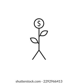 elegantes, einfaches Dollar-Logo-Symbol. Vektorgrafiken im einfachen Stil der Flachgrafik.