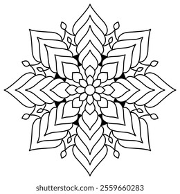 elegant simple floral mandala design for coloring book, mandala art for henna and tattoo design
