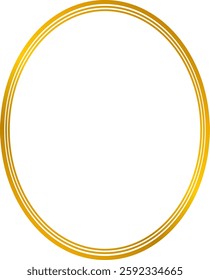 Elegant simple gold oval frame with a smooth metallic finish, perfect for luxury invitations, certificates, and decorative designs