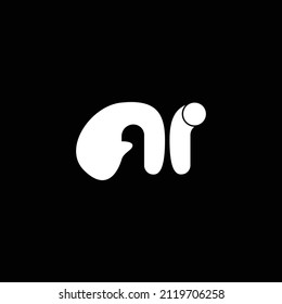 Elegante y simple letra inicial diseño del logo IA AI, forma de burbuja.