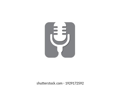 elegant simple letter h music studio logo or podcast, stand up comedy, unique concept design vector