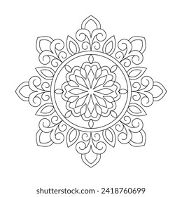 Elegant Simple Mandala For Coloring book page, Editable vector file