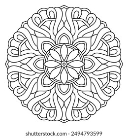 elegant and simple mandala design with clean lines for coloring book, mandala design for adults coloring book
