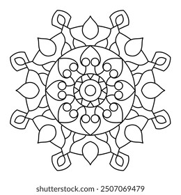 elegant and simple mandala design for coloring book, wall art, tattoo and henna design, relaxing mandala design
