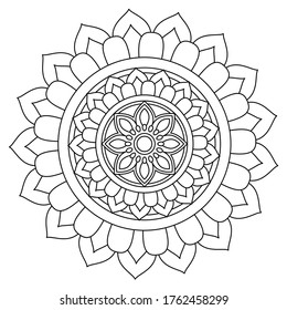 Elegant Simple Mandala Flower Design. Easy mandala, intricate lines and patterns perfect for wall art, invitations, branding, Touch of elegance designs