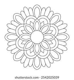 Elegant Simple Mandala Flower Design, Easy mandala, coloring book, vector file, tattoo design, wall art, simple mandala art, Design for a wallpaper Paint shirt and tile Sticker Design, vector file