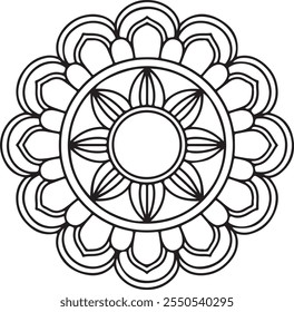 Elegante design simples de flor Mandala. Mandala fácil, linhas intrincadas padrões arte da parede