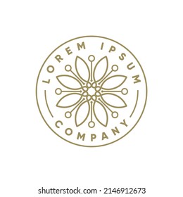 Elegant simple mandala label stamp logo design