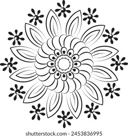 Dibujo simple elegante de la línea de Mandala para la impresión o el uso como diseño del bordado
