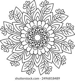 Elegant Einfache Mandala Linie Zeichnung für Druck oder Verwendung als Stickerei Design