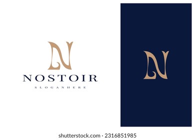 elegant simple minimal luxury letter n logo design