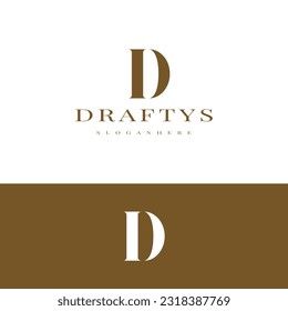 elegant simple minimal luxury serif font alphabet letter D logo design