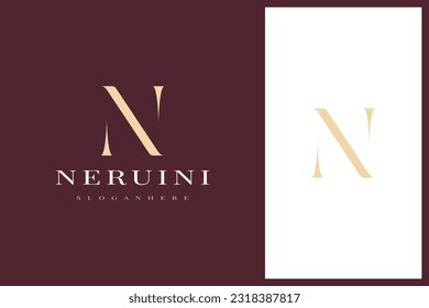 elegant simple minimal luxury serif font alphabet letter N logo design