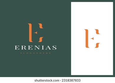 elegant simple minimal luxury serif font alphabet letter E logo design