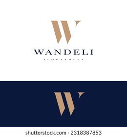 elegant simple minimal luxury serif font alphabet letter W logo design