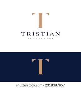 elegant simple minimal luxury serif font alphabet letter T logo design