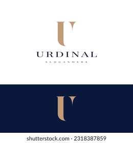 elegant simple minimal luxury serif font alphabet letter U logo design