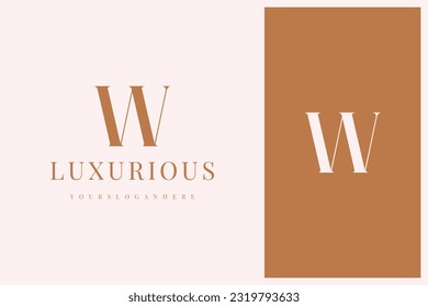 elegant simple minimal luxury serif font alphabet letter W logo design