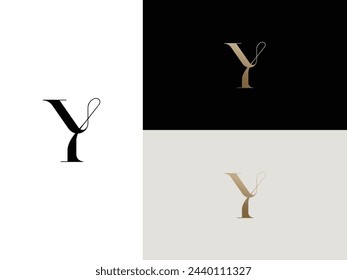 elegant, simple, minimal, and luxury serif font alphabet letter Y logo design